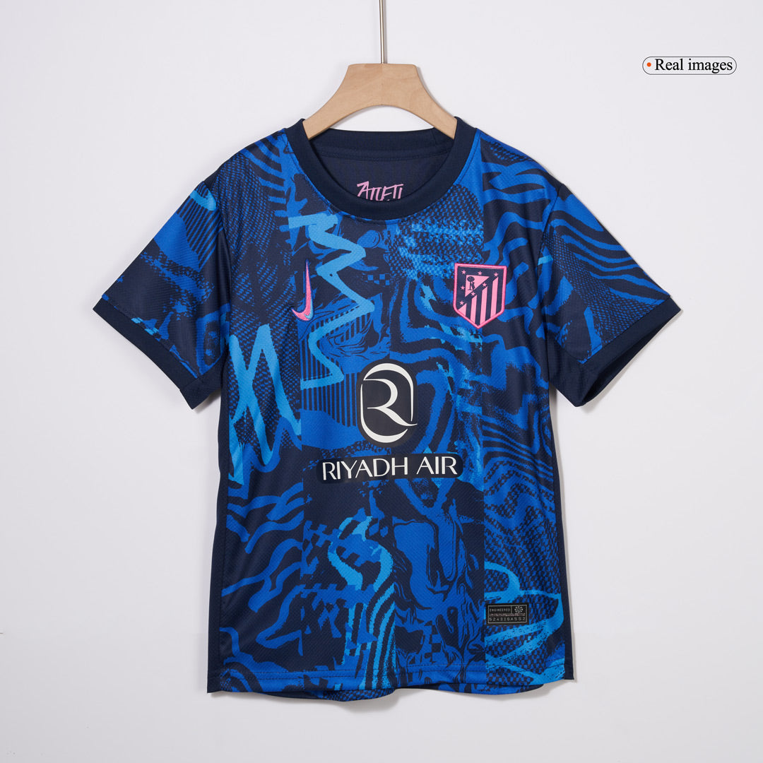 Trzeci wyjazdowy zestaw piłkarski dla dzieci Atletico Madryt (koszulka + spodenki) 2024/25