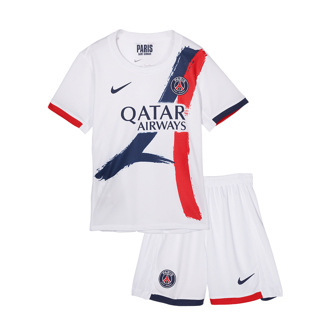 Dziecięcy wyjazdowy zestaw piłkarski PSG (koszulka + spodenki)