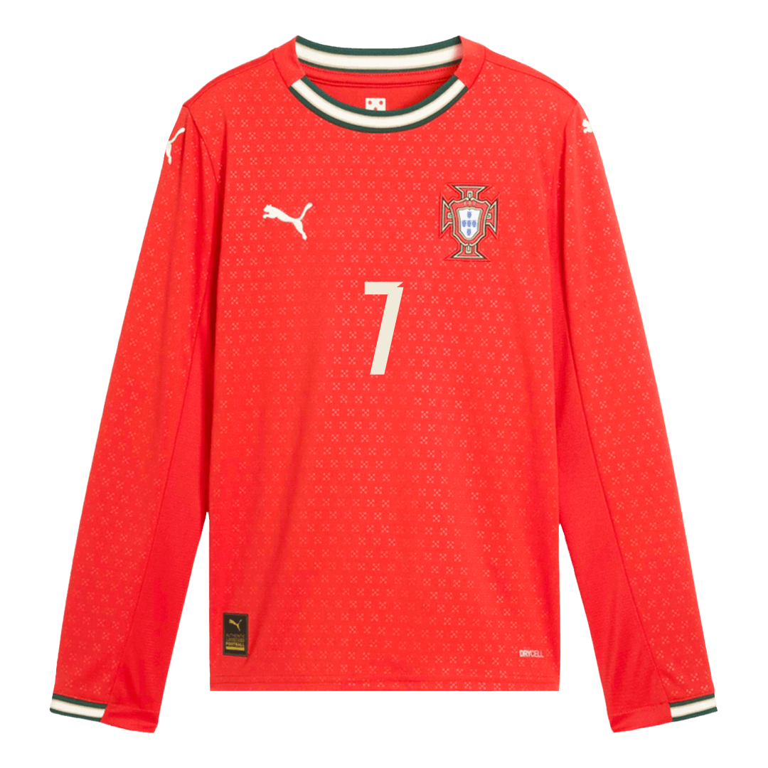 Koszulka piłkarska z długim rękawem RONALDO #7 Portugalia 2025, czerwona