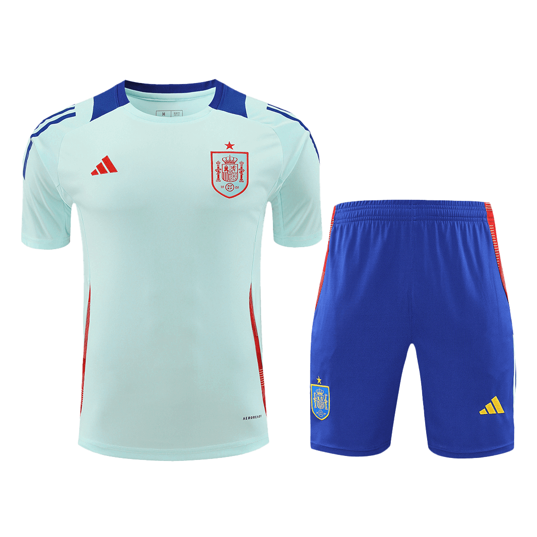 Zestaw koszulek piłkarskich Hiszpanii przed meczem (koszulka + spodenki) Euro 2024