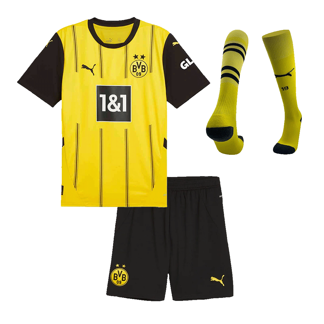 Dziecięcy zestaw piłkarski Borussia Dortmund Home (koszulka + spodenki + skarpetki)