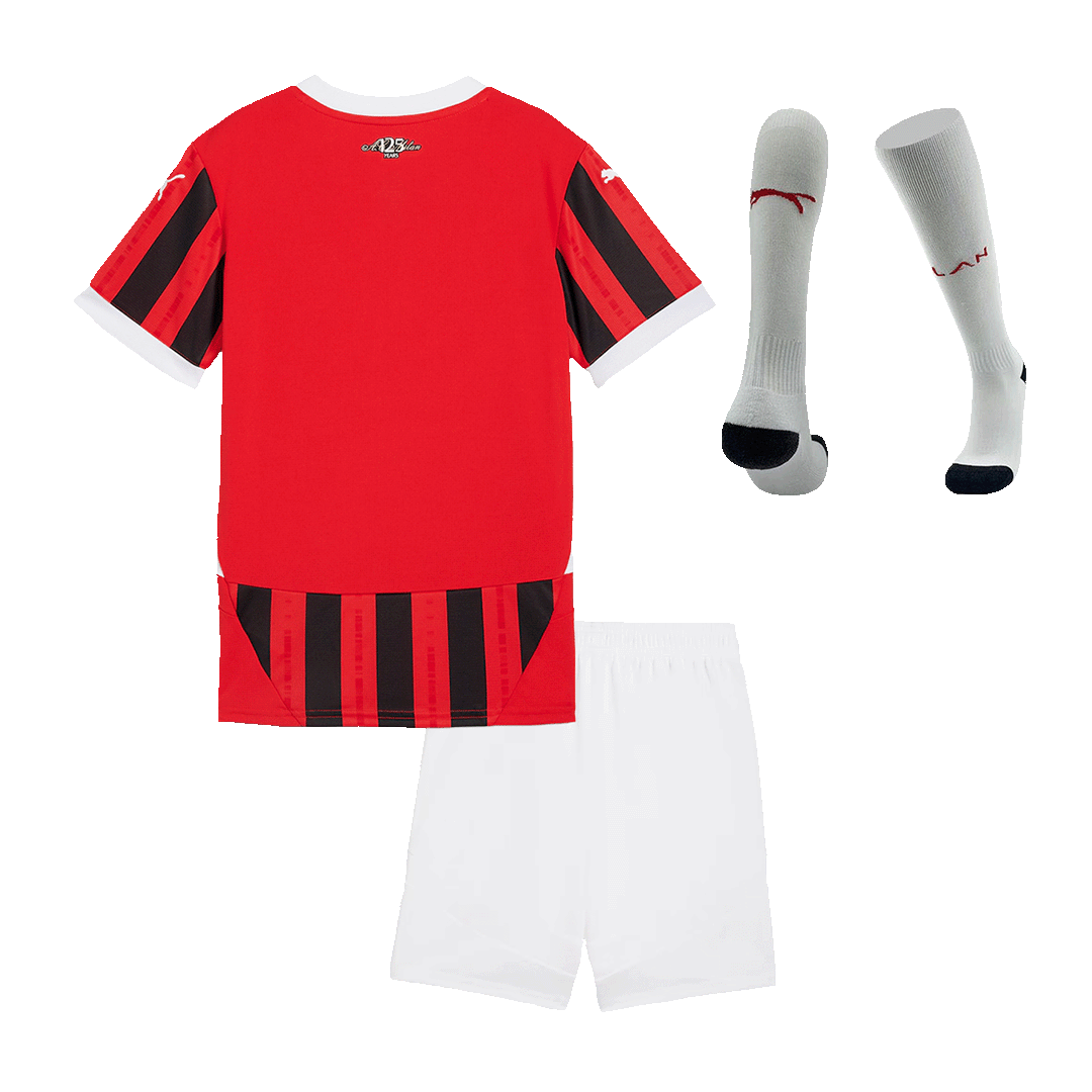 Dziecięcy zestaw piłkarski AC Milan Home (koszulka + spodenki + skarpetki) 2024/25