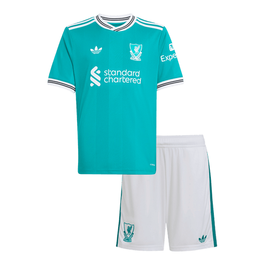 Trzeci wyjazdowy zestaw piłkarski Liverpool dla dzieci (koszulka + spodenki) 2025/26