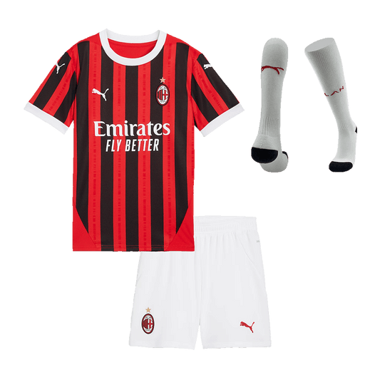 Dziecięcy zestaw piłkarski AC Milan Home (koszulka + spodenki + skarpetki) 2024/25