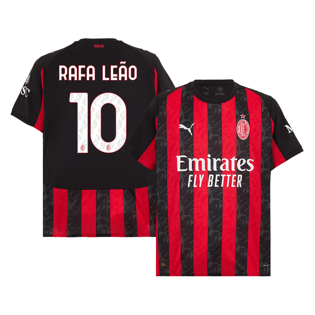 Koszulka piłkarska RAFA LEÃO #10 AC Milan 2025/26 czerwono-czarna