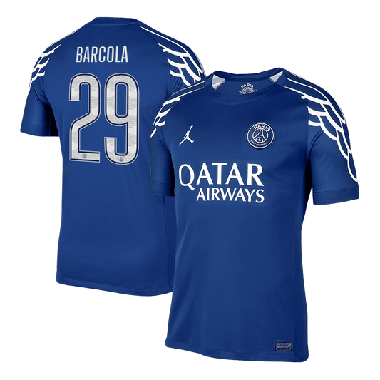BARCOLA #29 PSG Czwarta wyjazdowa koszulka piłkarska 2024/25 Granatowa - UCL