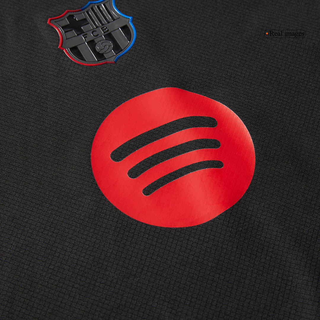 Dziecięcy zestaw wyjazdowy Barcelony (koszulka + spodenki) 2024/25 – logo Spotify bez tekstu