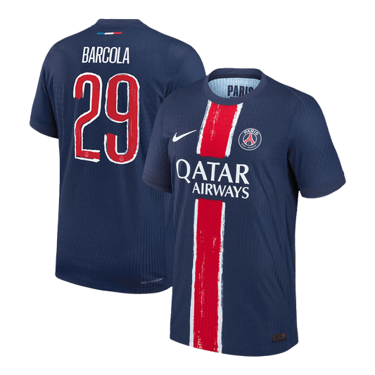 Oryginalna koszulka domowa BARCOLA #29 PSG 2024/25 w kolorze granatowym - UCL
