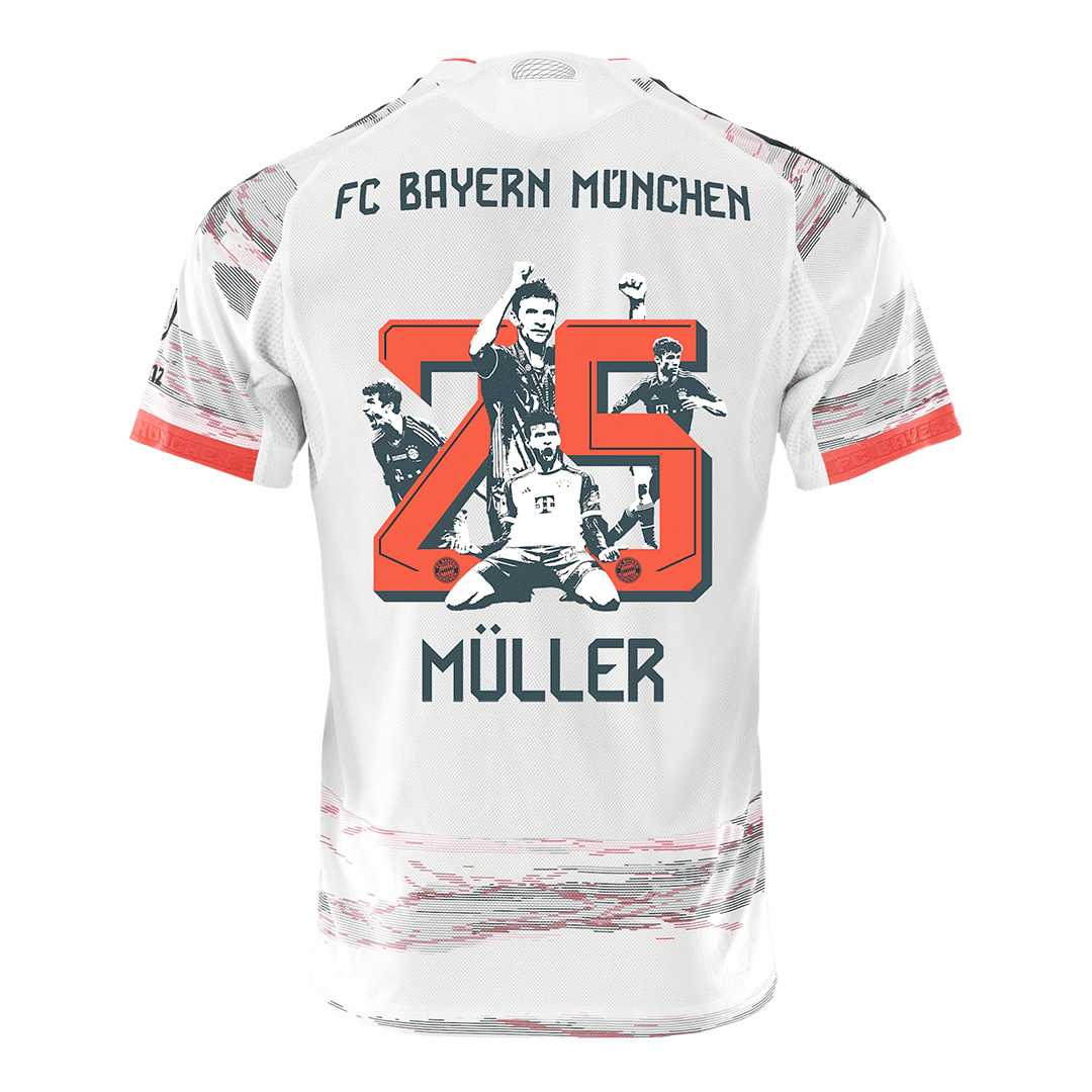 Oryginalna koszulka wyjazdowa Bayernu Monachium MÜLLER Special #25 2025/26, biała