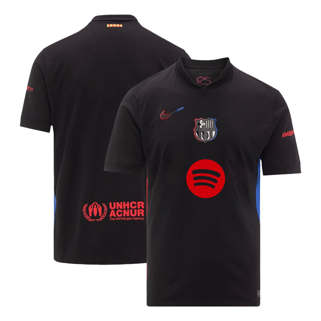 Koszulka wyjazdowa Barcelony na sezon 2024/25 – logo Spotify bez tekstu