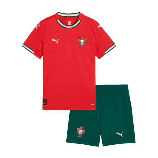 Dziecięcy zestaw piłkarski Portugalii (koszulka + spodenki) 2025, czerwony