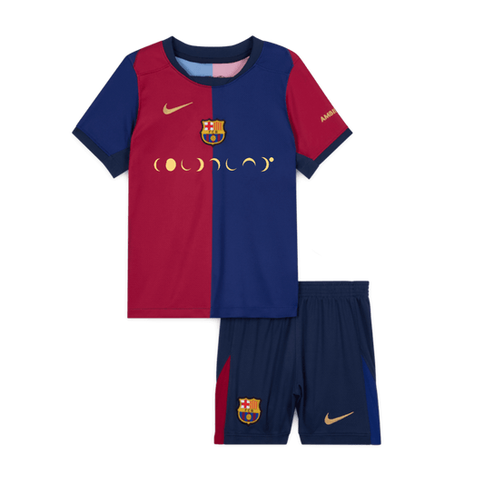 Dziecięcy zestaw piłkarski Barcelona Home (koszulka + spodenki) 2024/25 - COLDPLAY