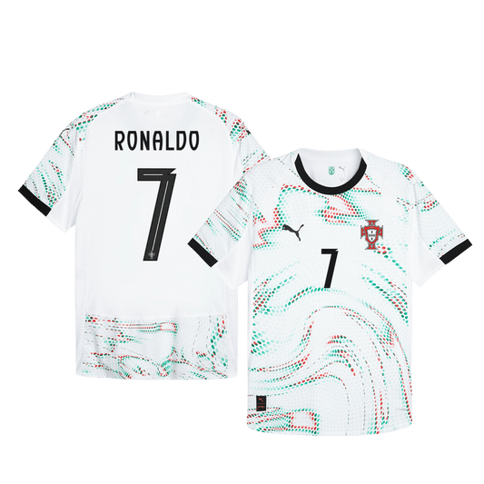 Oryginalna koszulka wyjazdowa RONALDO #7 Portugalii 2025, biała