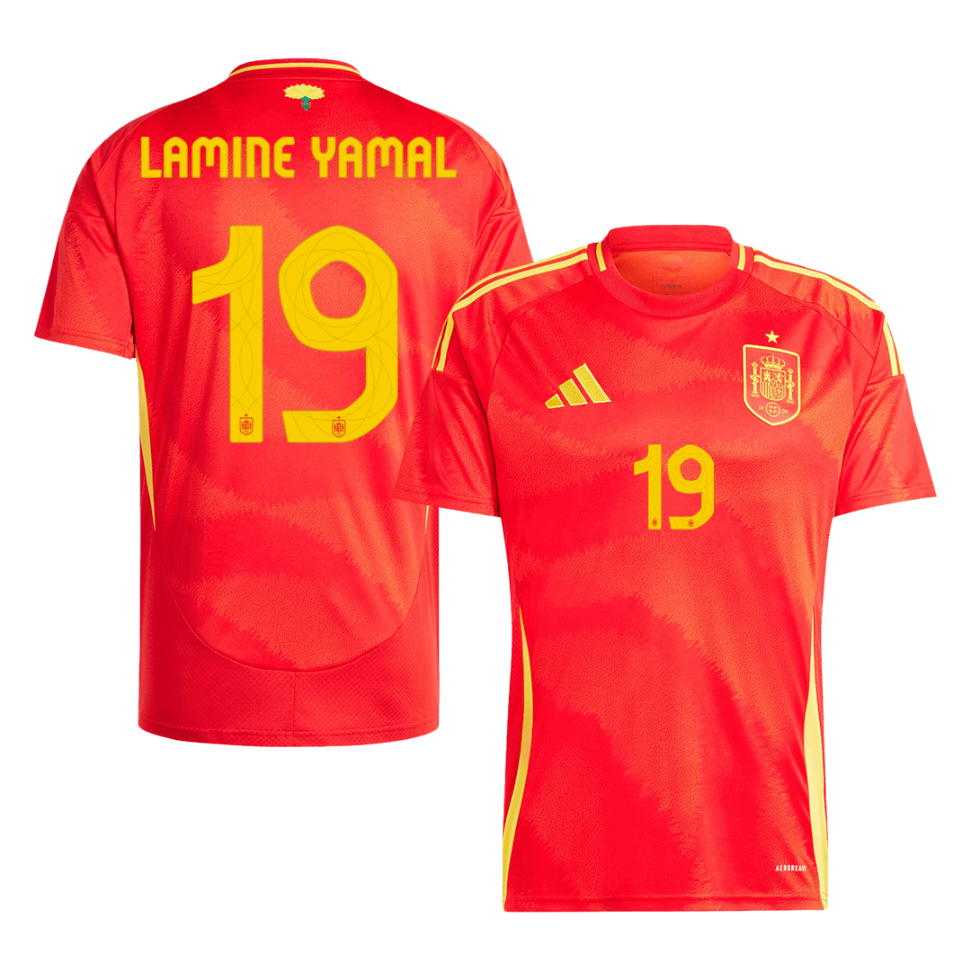 Koszulka piłkarska LAMINE YAMAL #19 Hiszpania, domowa na Euro 2024