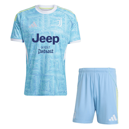 Komplet wyjazdowy Juventusu (koszulka + spodenki) 2025/26