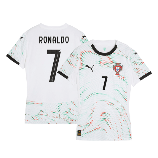 Koszulka wyjazdowa Portugalii RONALDO #7 damska 2025, biała