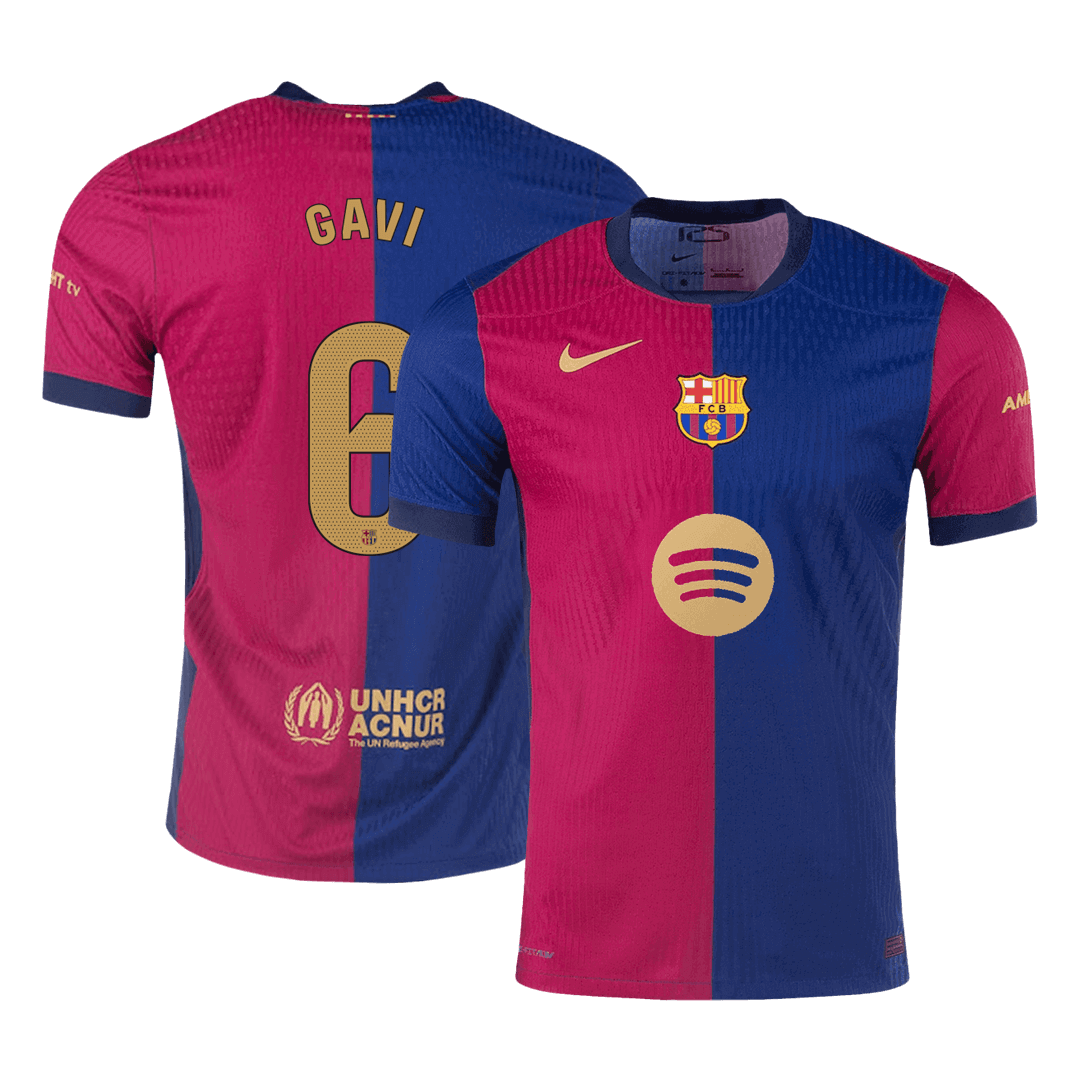 Oryginalna koszulka domowa GAVI #6 Barcelona 2024/25 – logo Spotify bez tekstu