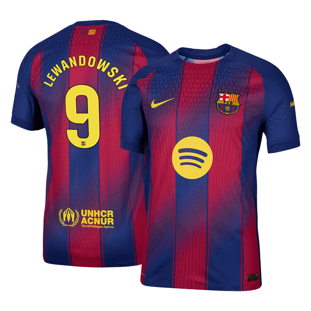 Oryginalna koszulka domowa LEWANDOWSKI #9 Barcelona 2025/26 czerwono-niebieska