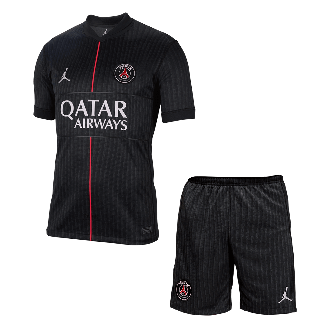 Czwarty wyjazdowy zestaw koszulek piłkarskich PSG (koszulka + spodenki) 2025/26