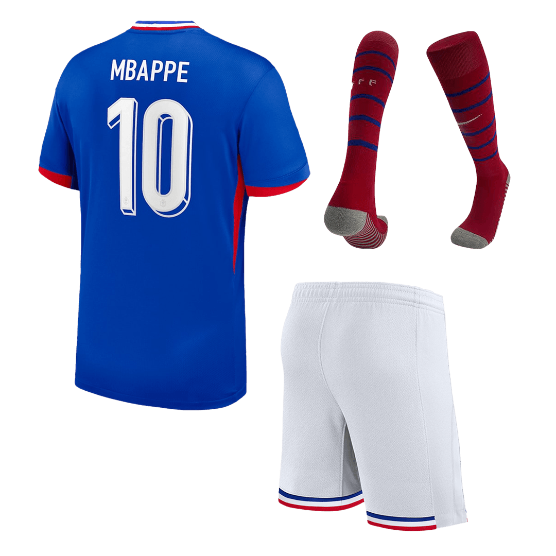 Dziecięcy zestaw piłkarski MBAPPE nr 10 Francja (koszulka + spodenki + skarpetki) na Euro 2024