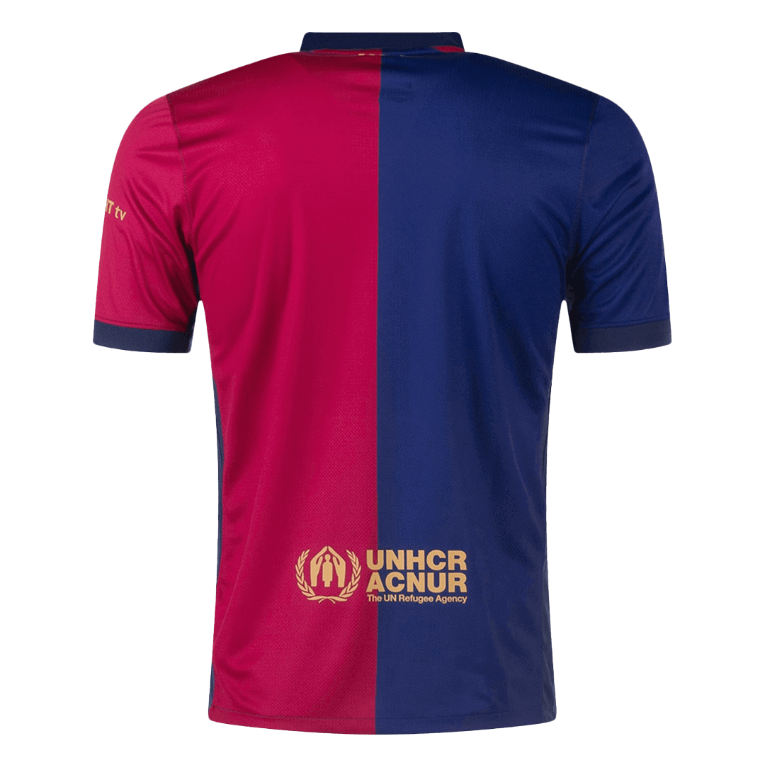 Koszulka domowa Barcelony na sezon 2024/25 – logo Spotify bez tekstu