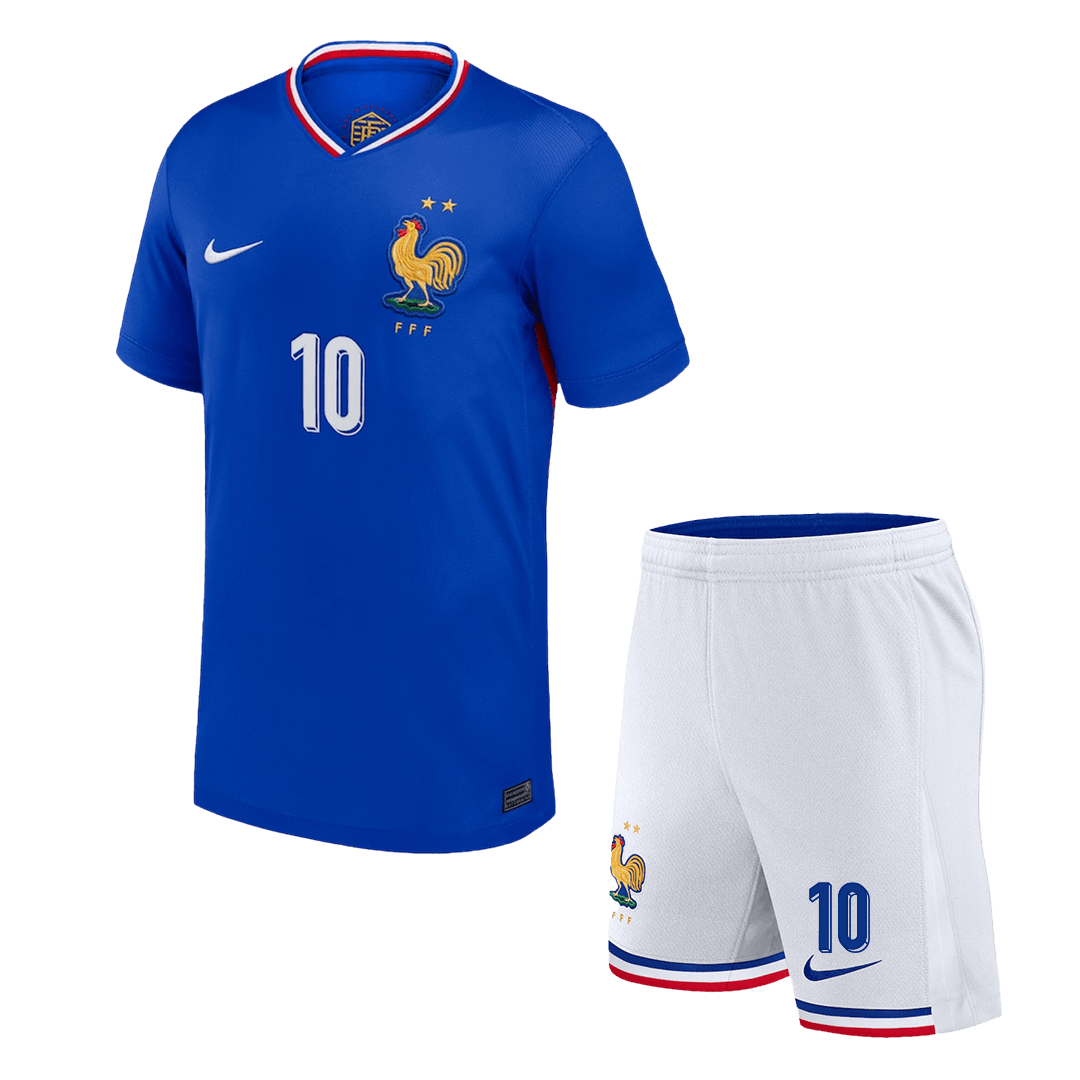 Dziecięcy zestaw piłkarski MBAPPE #10 Francja (koszulka + spodenki) na Euro 2024
