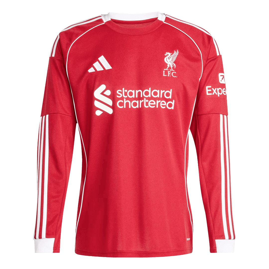Koszulka piłkarska Liverpool Home z długim rękawem 25/26 czerwona