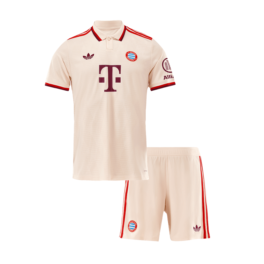 Trzeci wyjazdowy zestaw piłkarski Bayernu Monachium dla dzieci (koszulka + spodenki) 2024/25 - Liga Mistrzów