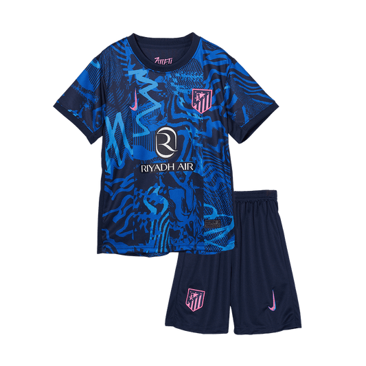 Trzeci wyjazdowy zestaw piłkarski dla dzieci Atletico Madryt (koszulka + spodenki) 2024/25