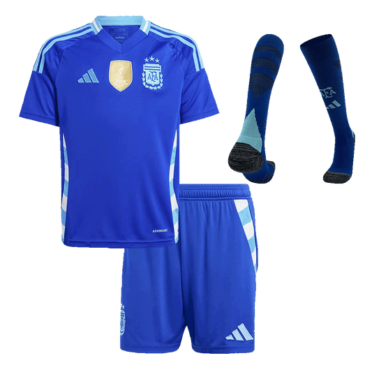 Dziecięcy zestaw wyjazdowy reprezentacji Argentyny (koszulka + spodenki + skarpetki) 2024