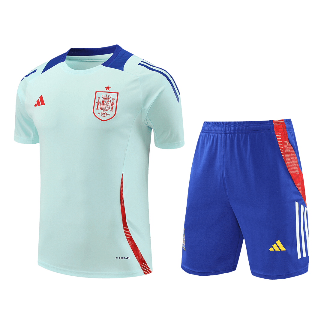 Zestaw koszulek piłkarskich Hiszpanii przed meczem (koszulka + spodenki) Euro 2024