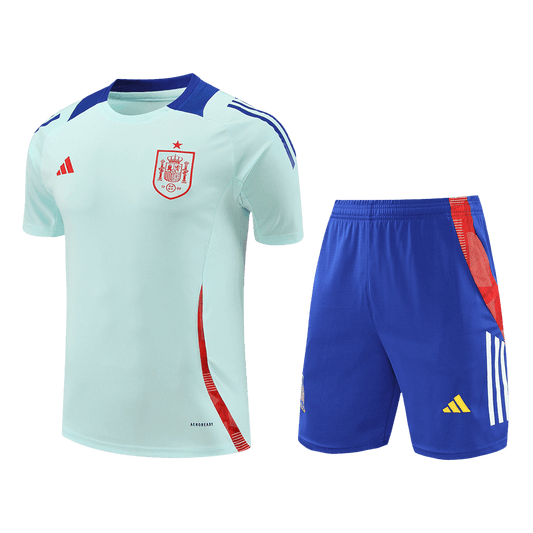 Zestaw koszulek piłkarskich Hiszpanii przed meczem (koszulka + spodenki) Euro 2024