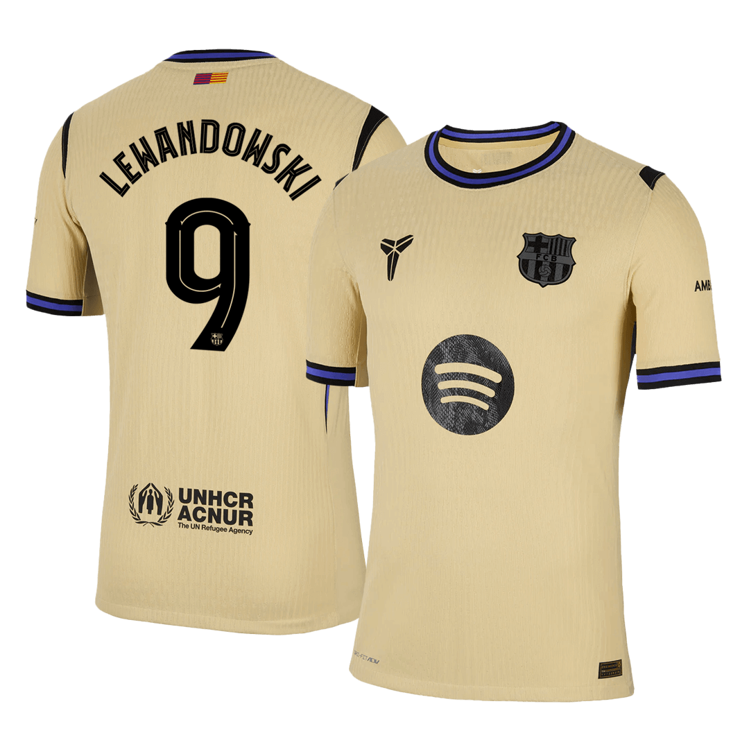 Oryginalna koszulka wyjazdowa LEWANDOWSKI #9 Barcelona 2025/26 żółta - UCL