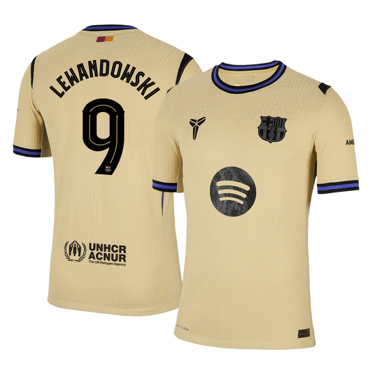 Oryginalna koszulka wyjazdowa LEWANDOWSKI #9 Barcelona 2025/26 żółta - UCL