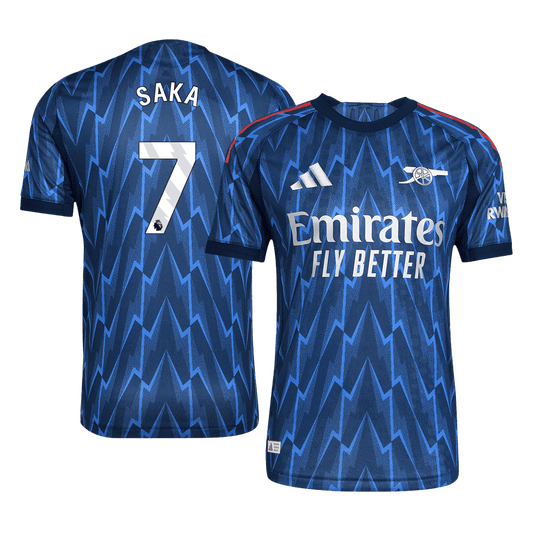 Autentyczna wyjazdowa koszulka piłkarska SAKA #7 Arsenal 2025/26 niebieska