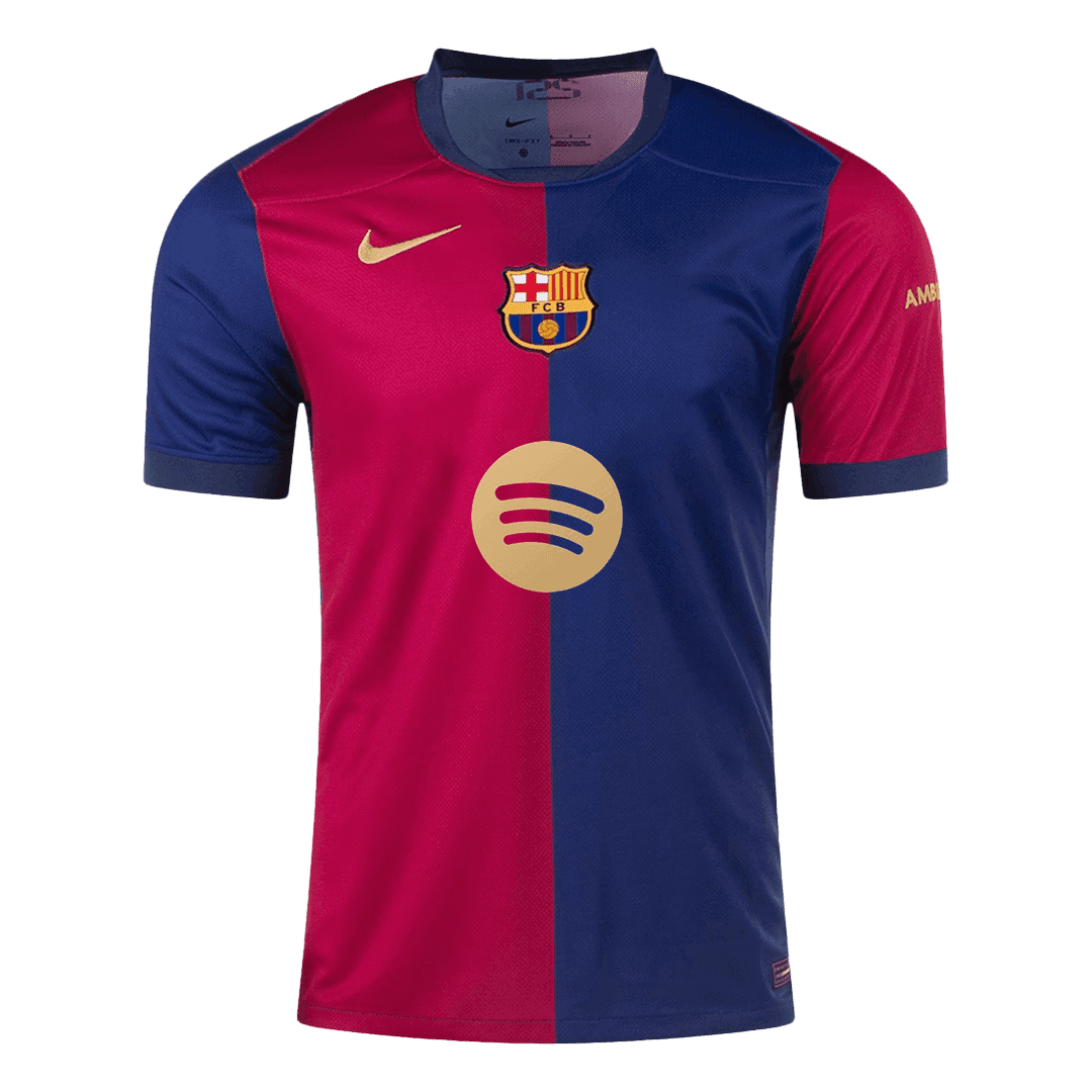 Koszulka domowa Barcelony na sezon 2024/25 – logo Spotify bez tekstu