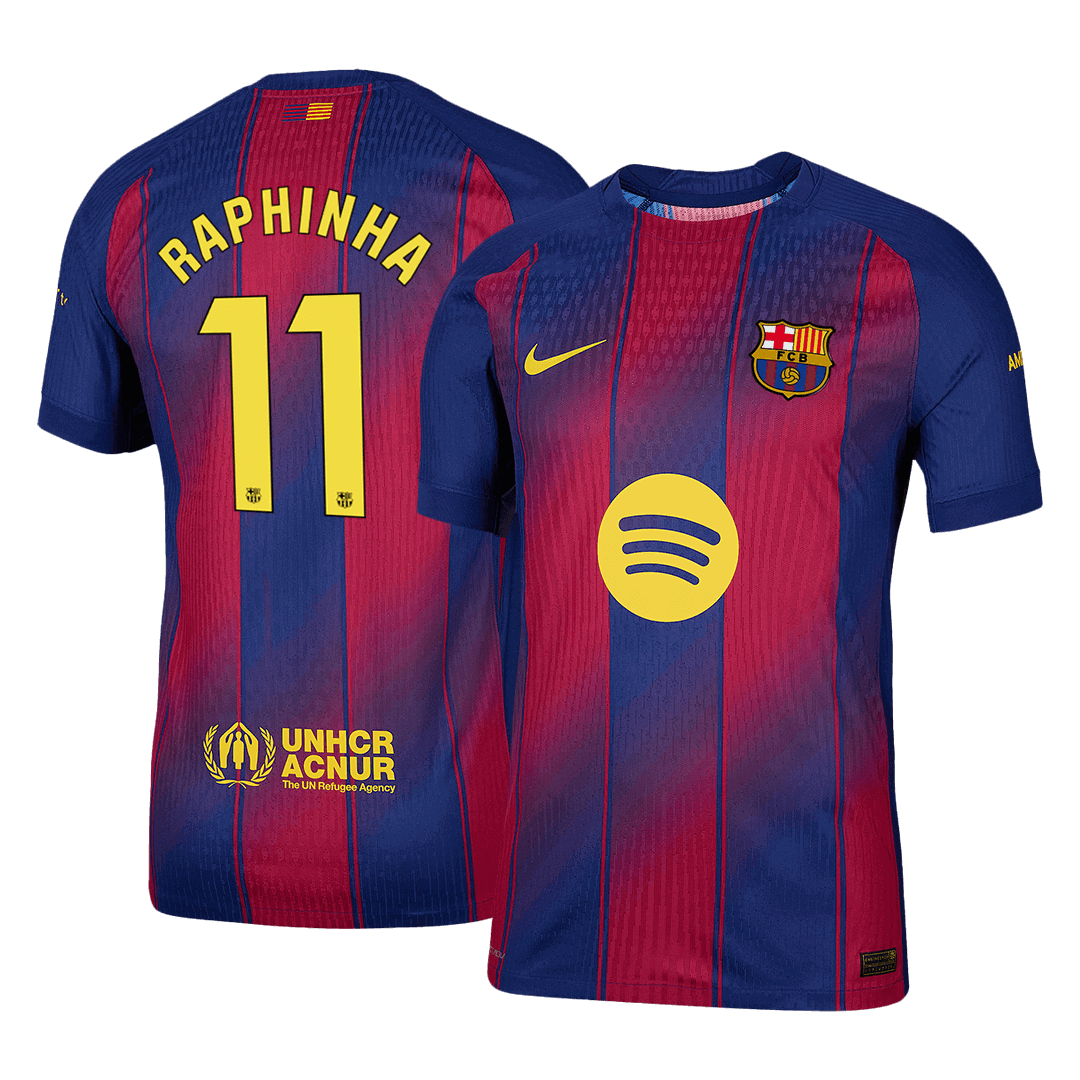 Oryginalna koszulka domowa RAPHINHA #11 Barcelona 2025/26 czerwono-niebieska