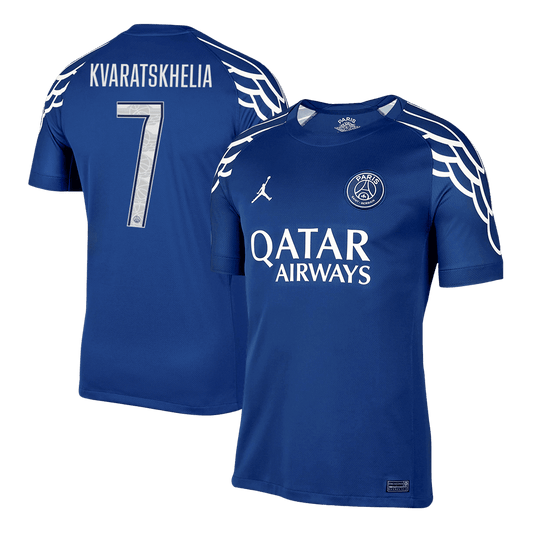 KVARATSKHELIA #7 PSG Czwarta wyjazdowa koszulka piłkarska 2024/25 Navy - UCL