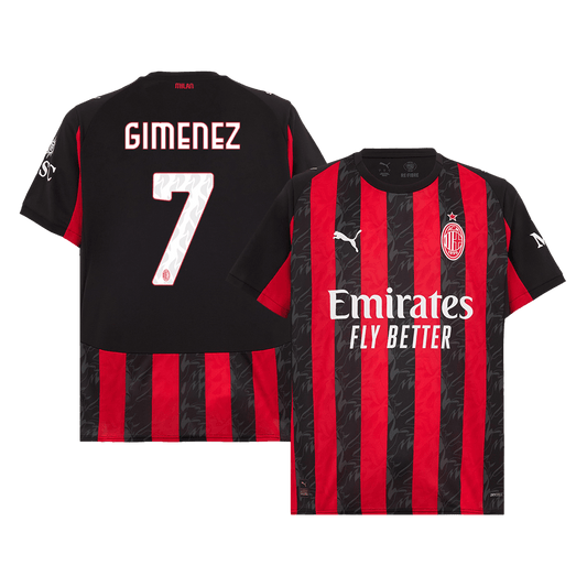 Koszulka domowa GIMENEZ #7 AC Milan 2025/26, czerwono-czarna