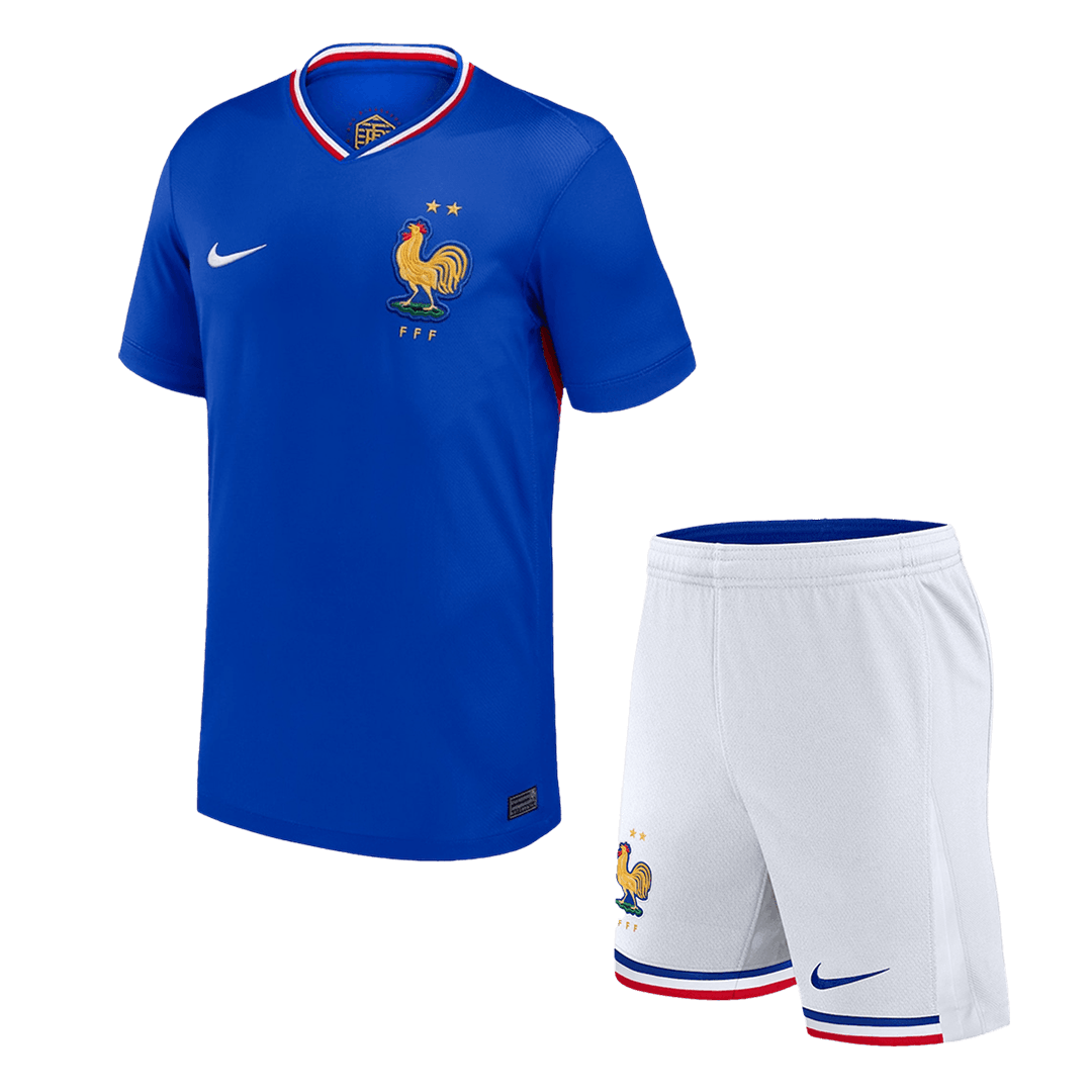 Dziecięcy zestaw piłkarski reprezentacji Francji (koszulka + spodenki) na Euro 2024