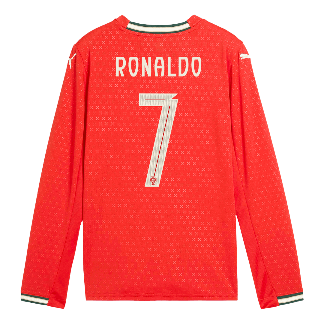 Koszulka piłkarska z długim rękawem RONALDO #7 Portugalia 2025, czerwona