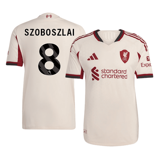 Autentyczna wyjazdowa koszulka piłkarska Liverpoolu SZOBOSZLAI #8 2025/26
