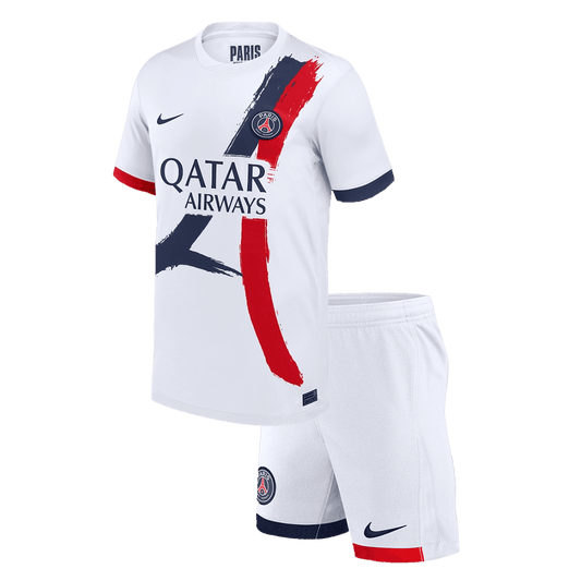Dziecięcy wyjazdowy zestaw piłkarski PSG (koszulka + spodenki)