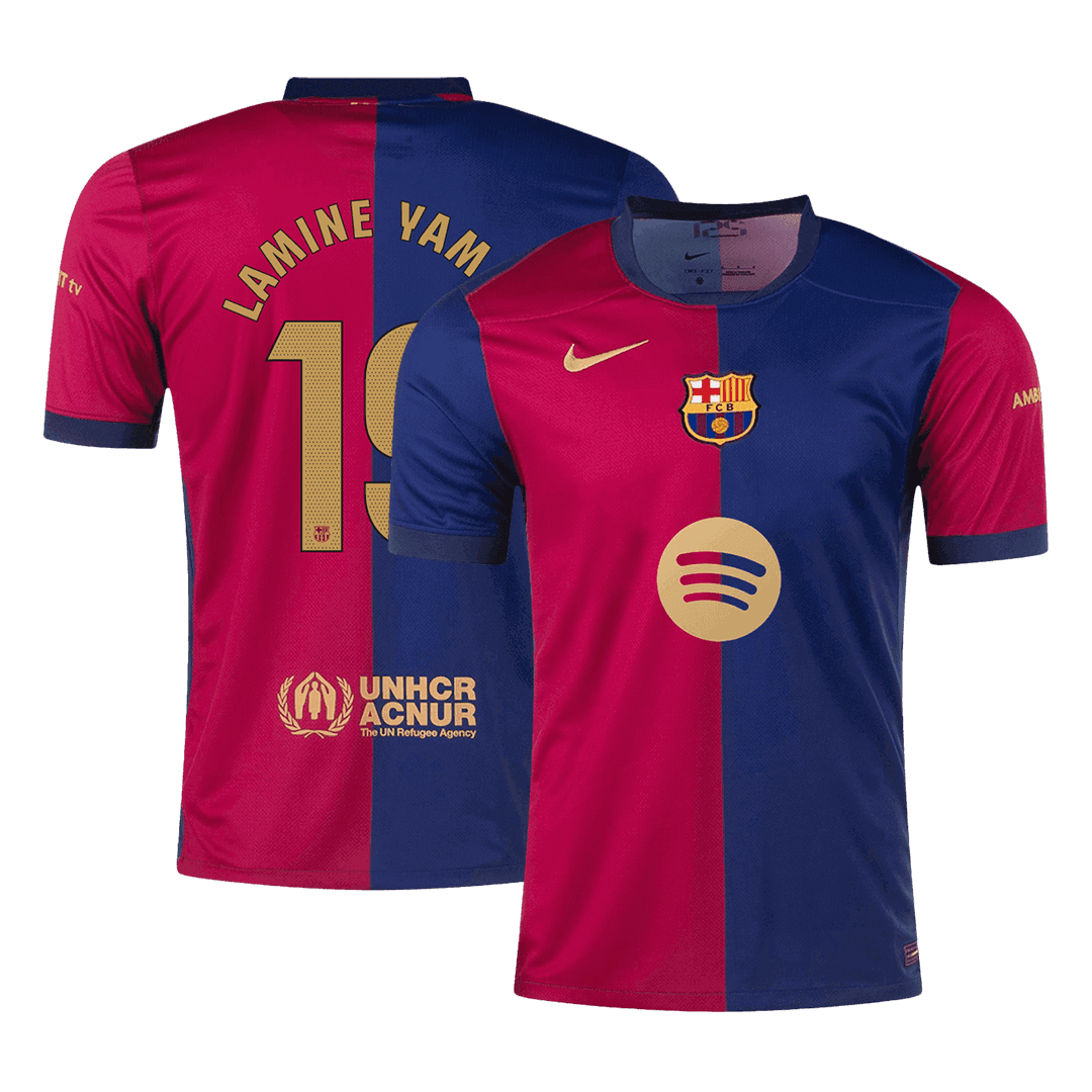 Koszulka domowa LAMINE YAMAL #19 Barcelona 2024/25 - Logo Spotify bez tekstu