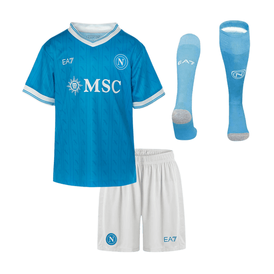 Dziecięcy zestaw piłkarski Napoli Home (koszulka + spodenki + skarpetki) 2025/26