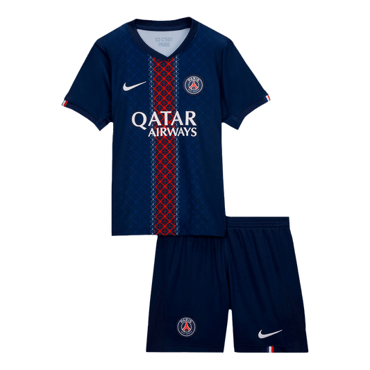 Dziecięcy zestaw piłkarski PSG Home (koszulka + spodenki) 2025/26 granatowy