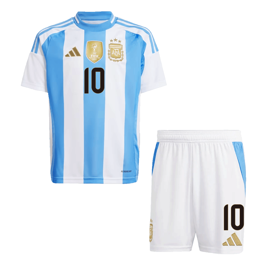Dziecięcy zestaw piłkarski MESSI #10 Argentyna (koszulka + spodenki) 2024
