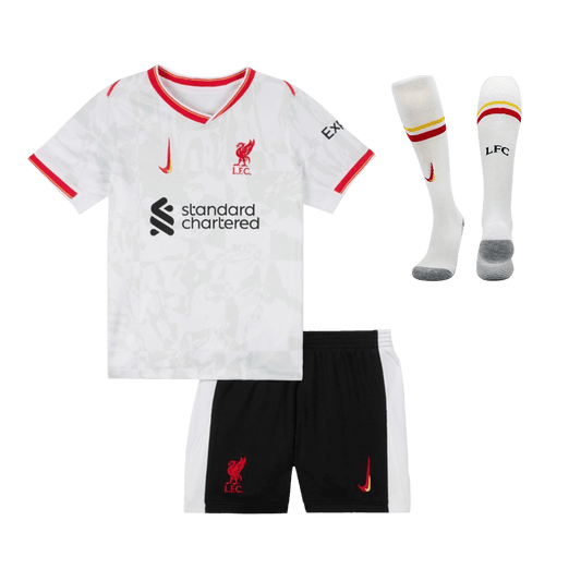 Trzecia wyjazdowa koszulka piłkarska Liverpool dla dzieci (koszulka + spodenki + skarpetki) 2024/25