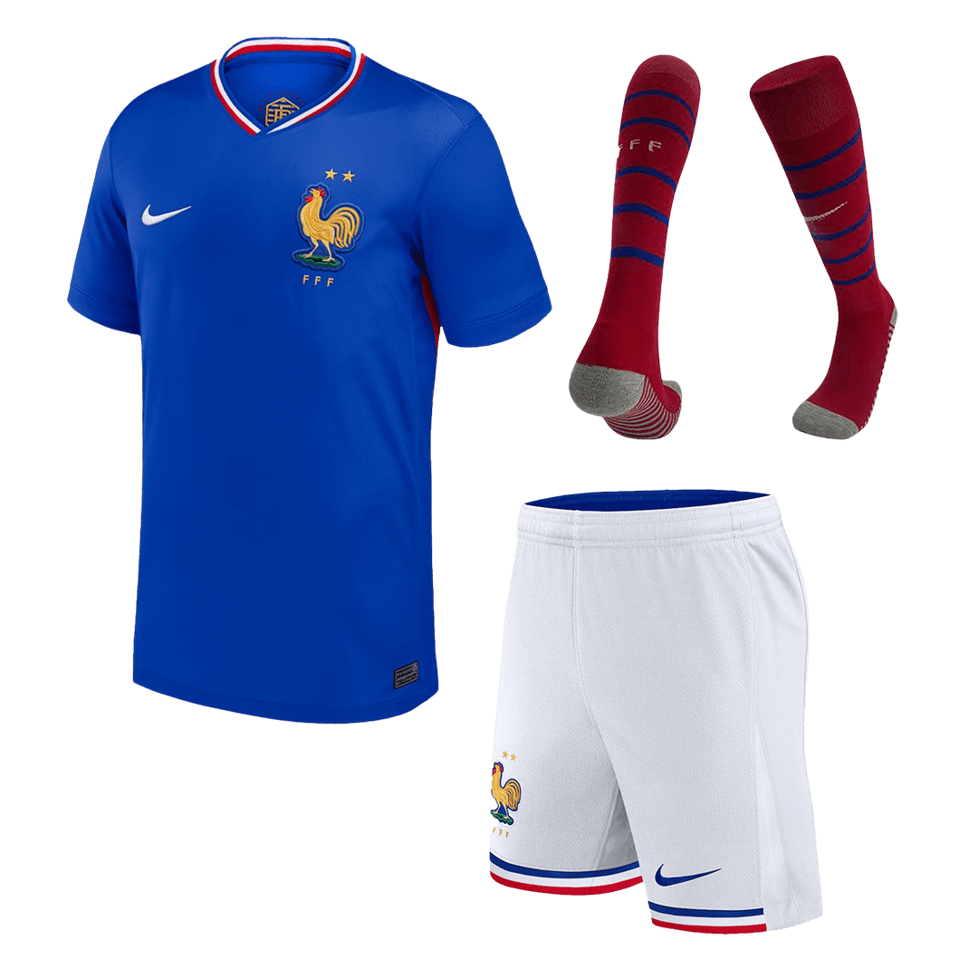 Dziecięcy zestaw piłkarski reprezentacji Francji (koszulka + spodenki + skarpetki) na Euro 2024