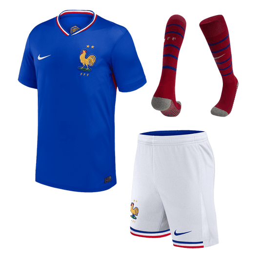Dziecięcy zestaw piłkarski reprezentacji Francji (koszulka + spodenki + skarpetki) na Euro 2024